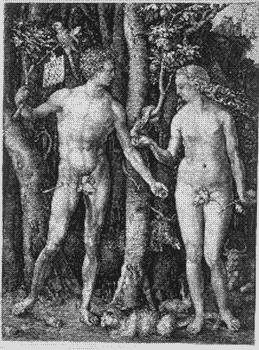 Grabado de Adn y Eva