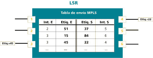 (Figura 5) Detalle de la tabla de envíso de un LSR